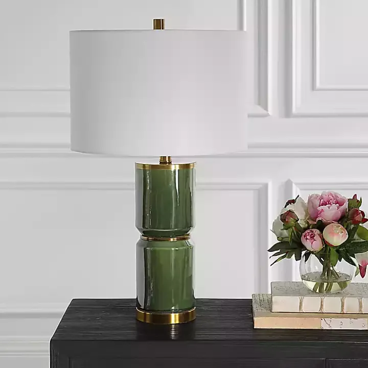 Dark Green and Gold Eva Table Lamp