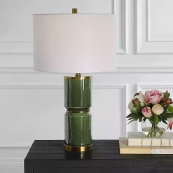 Dark Green and Gold Eva Table Lamp
