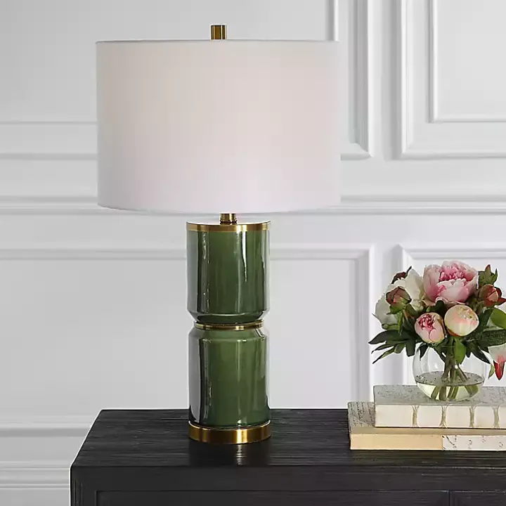 Dark Green and Gold Eva Table Lamp