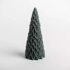 Dark Green Christmas Tree Pillar Candle, 7 in.