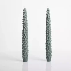 Dark Green Christmas Tree Taper Candles, Set of 2