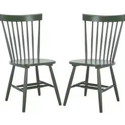 Dark Green Parker Spindle Dining Chairs, Set of 2