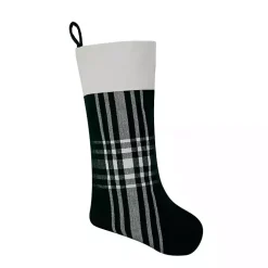 Dark Green Plaid Festive Christmas Stocking