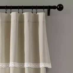 Dark Linen Lace Curtain Panel Set, 84 in.