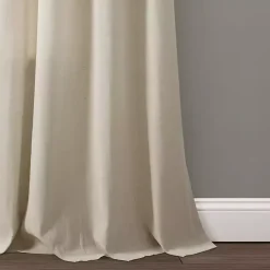 Dark Linen Lace Curtain Panel Set, 84 in.