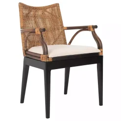 Dark Rattan and Mahogany Gianni Accent Chair