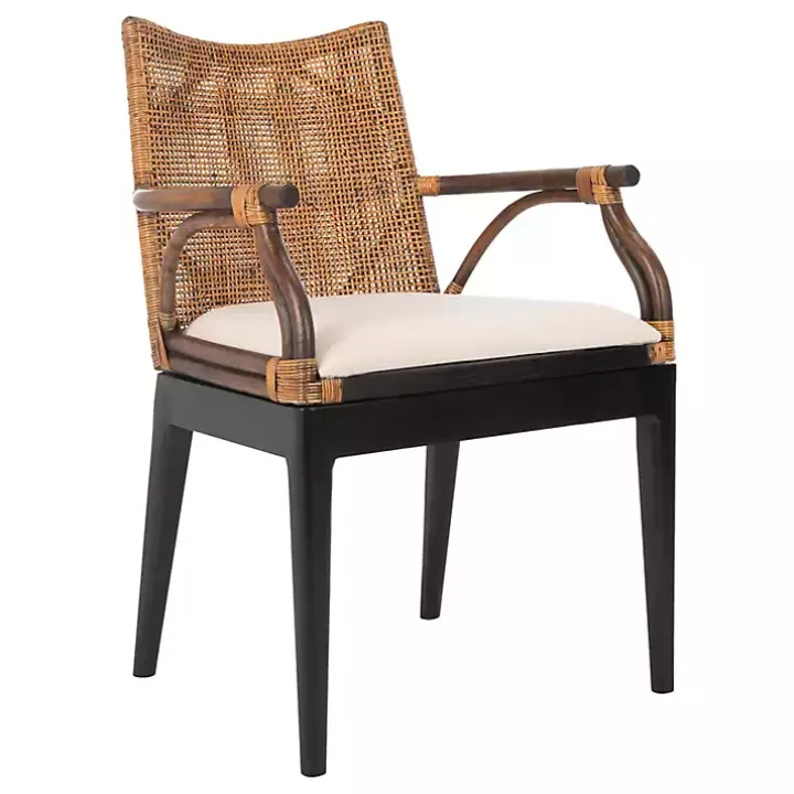 Dark Rattan and Mahogany Gianni Accent Chair