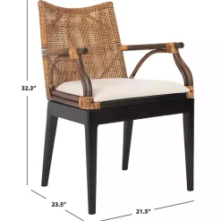 Dark Rattan and Mahogany Gianni Accent Chair
