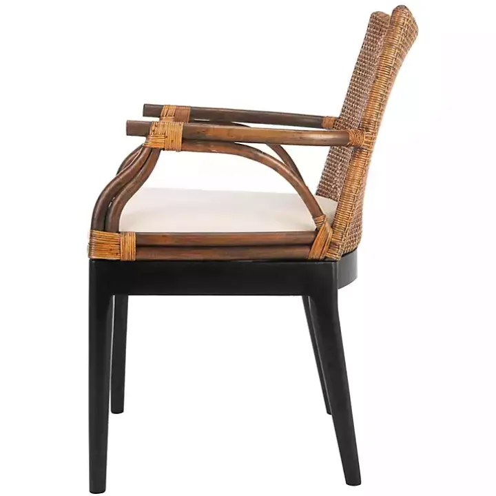 Dark Rattan and Mahogany Gianni Accent Chair