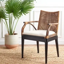 Dark Rattan and Mahogany Gianni Accent Chair