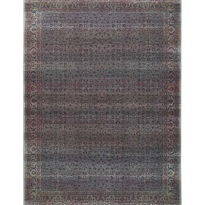 Dark Vintage Floral Washable Area Rug, 5x7