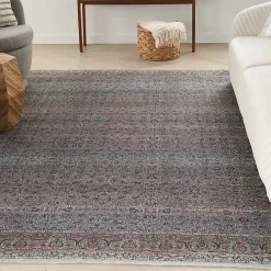 Dark Vintage Floral Washable Area Rug, 5x7