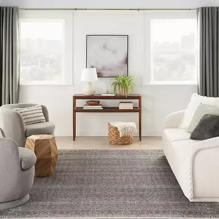 Dark Vintage Floral Washable Area Rug, 5x7