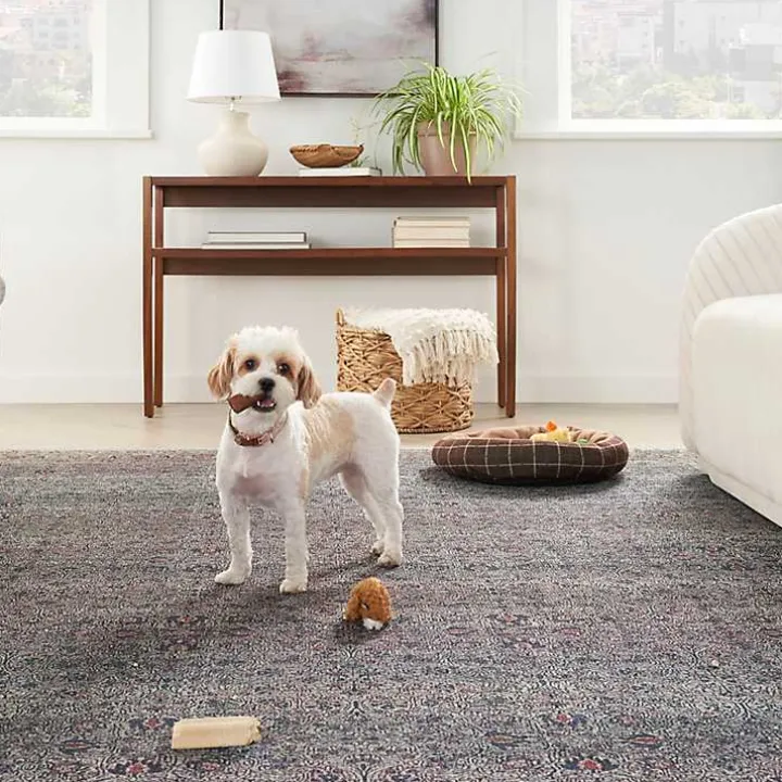 Dark Vintage Floral Washable Area Rug, 7x9