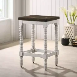 Dark Walnut & White Wood Ema 2-pc. Counter Stools