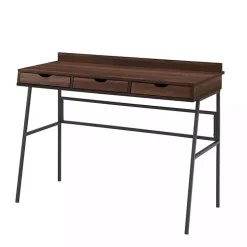 Dark Walnut Angled 3-Drawer Desk