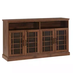 Dark Walnut Glass Door Classic TV Stand