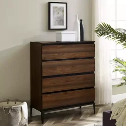 Dark Walnut Midcentury Four-Drawer Chest