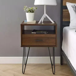 Dark Walnut Modern Farmhouse Side Table