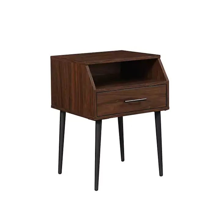 Dark Walnut Open Storage Accent Table