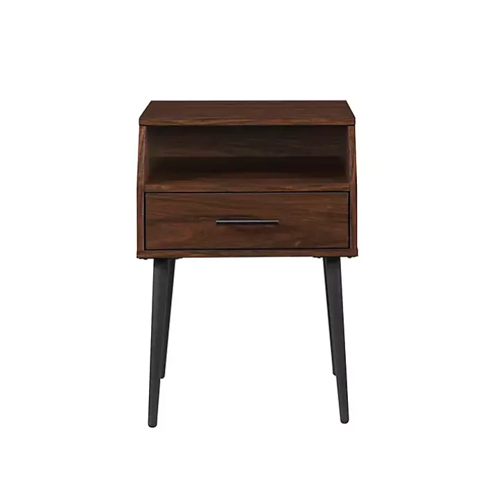 Dark Walnut Open Storage Accent Table