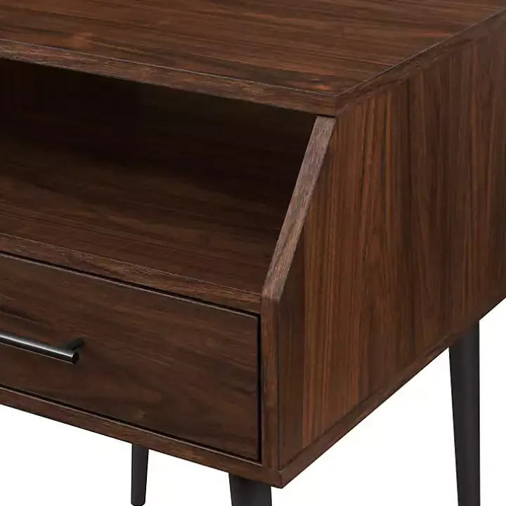 Dark Walnut Open Storage Accent Table