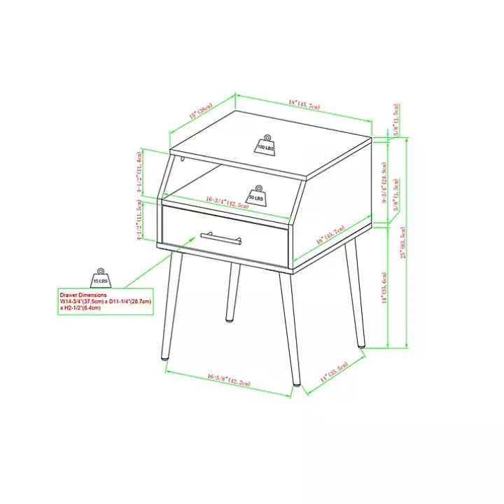 Dark Walnut Open Storage Accent Table