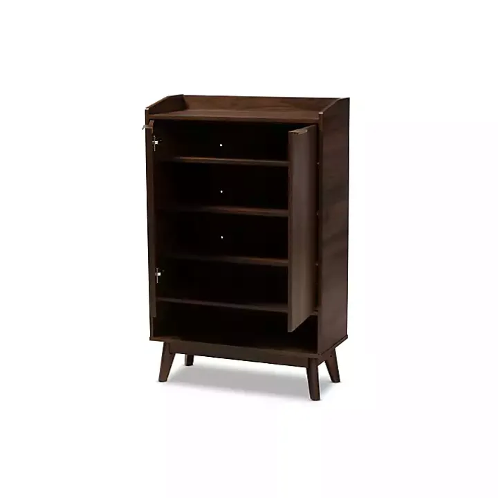 Dark Walnut 5-Shelf Wooden Shoe Cabinet