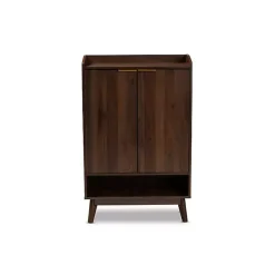 Dark Walnut 5-Shelf Wooden Shoe Cabinet