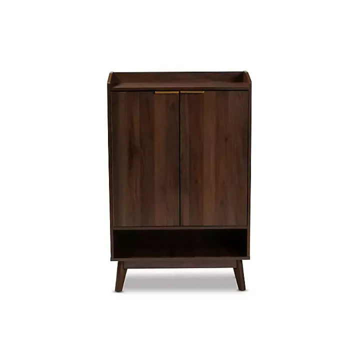 Dark Walnut 5-Shelf Wooden Shoe Cabinet