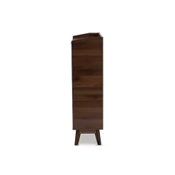 Dark Walnut 5-Shelf Wooden Shoe Cabinet