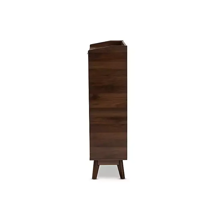 Dark Walnut 5-Shelf Wooden Shoe Cabinet