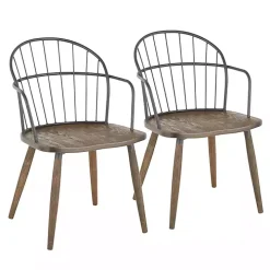 Dark Walnut Wood Spindle Dining Chairs, Set of 2