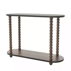 Dark Wood Beaded Spindle Console Table