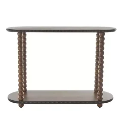 Dark Wood Beaded Spindle Console Table