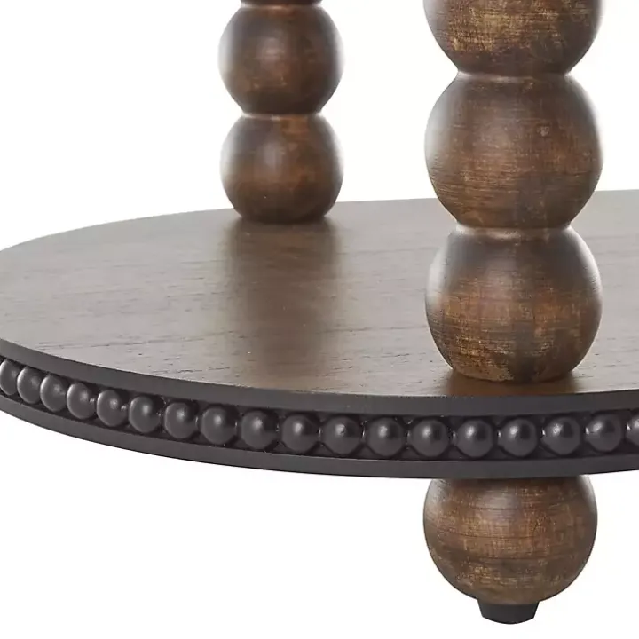 Dark Wood Beaded Spindle Console Table