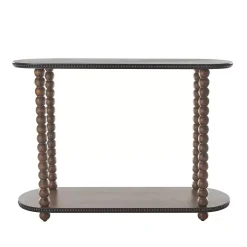 Dark Wood Beaded Spindle Console Table