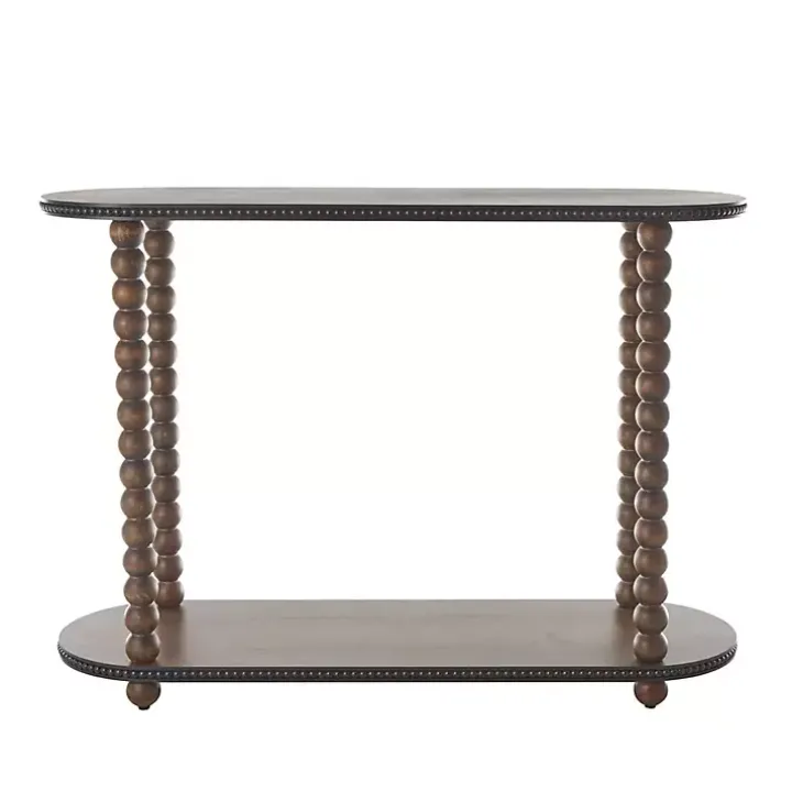 Dark Wood Beaded Spindle Console Table