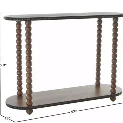 Dark Wood Beaded Spindle Console Table