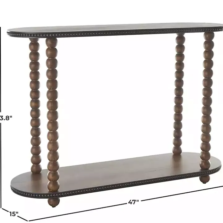 Dark Wood Beaded Spindle Console Table