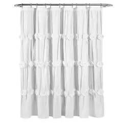 Darla White Floral Shower Curtain