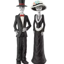 Day of the Dead Skeleton Couple Statues, Set of 2