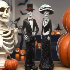 Day of the Dead Skeleton Couple Statues, Set of 2