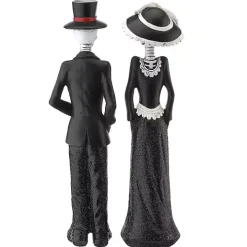 Day of the Dead Skeleton Couple Statues, Set of 2