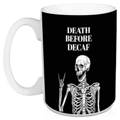 Death Before Decaf Halloween Mugs, Set of 2