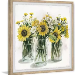 Deckled Sunflower Trio Framed Art Print