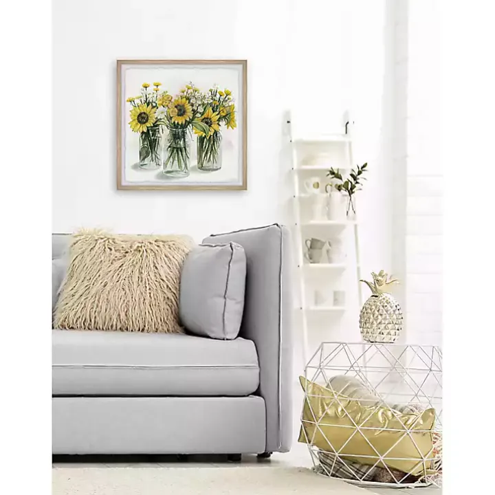Deckled Sunflower Trio Framed Art Print
