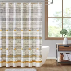 Decorative Stripe Tassel Shower Curtain