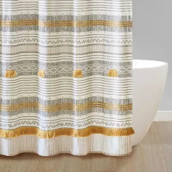Decorative Stripe Tassel Shower Curtain