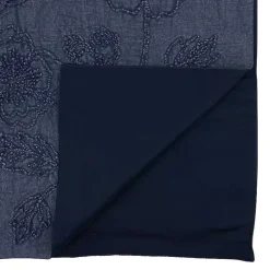 Deep Blue Floral Embroidered Table Runner